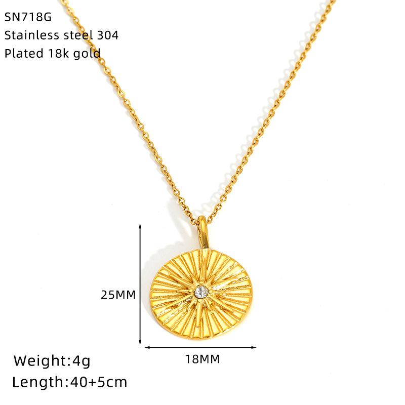 

Popular Round Brand Pendant Jewelry Women S Stainless Steel Gold-Plated Temperament Octagram Pendant Necklace
