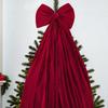 Christmas Bow Tree Topper Ornament Burgundy Velvet Wreath Bows Christmas Hanging Ribbon Gift Bows for Holiday Home Wall Outdoor Party Decoration