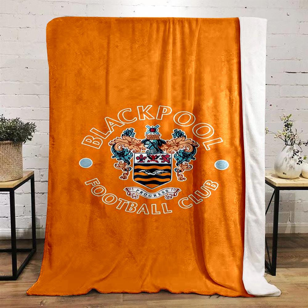 Blackpool Football Club Logo Printed Flannel Blanket for Bedroom, Living Room, Sofa, and Nap