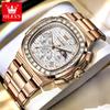 OLEVS New Original Luxury Fashion Square Quartz Watch Men Moon Phase Chronograph Watch Waterproof Luminous Date Watches For Man