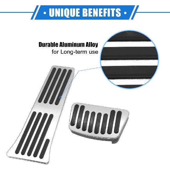 3 Pcs Car Gas Accelerator Brake Foot Rest Pedal Cover Pad Compatible for Kia Carnival 2022-2023, Antislip Aluminum Alloy Silver Tone