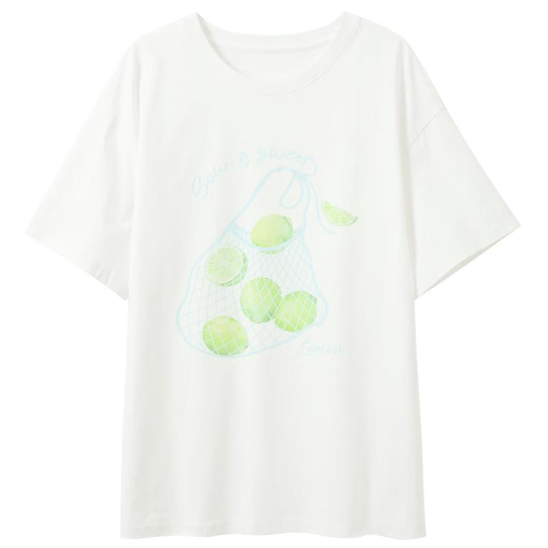SanCai Summer Letter Print Loose Fit T-Shirt M