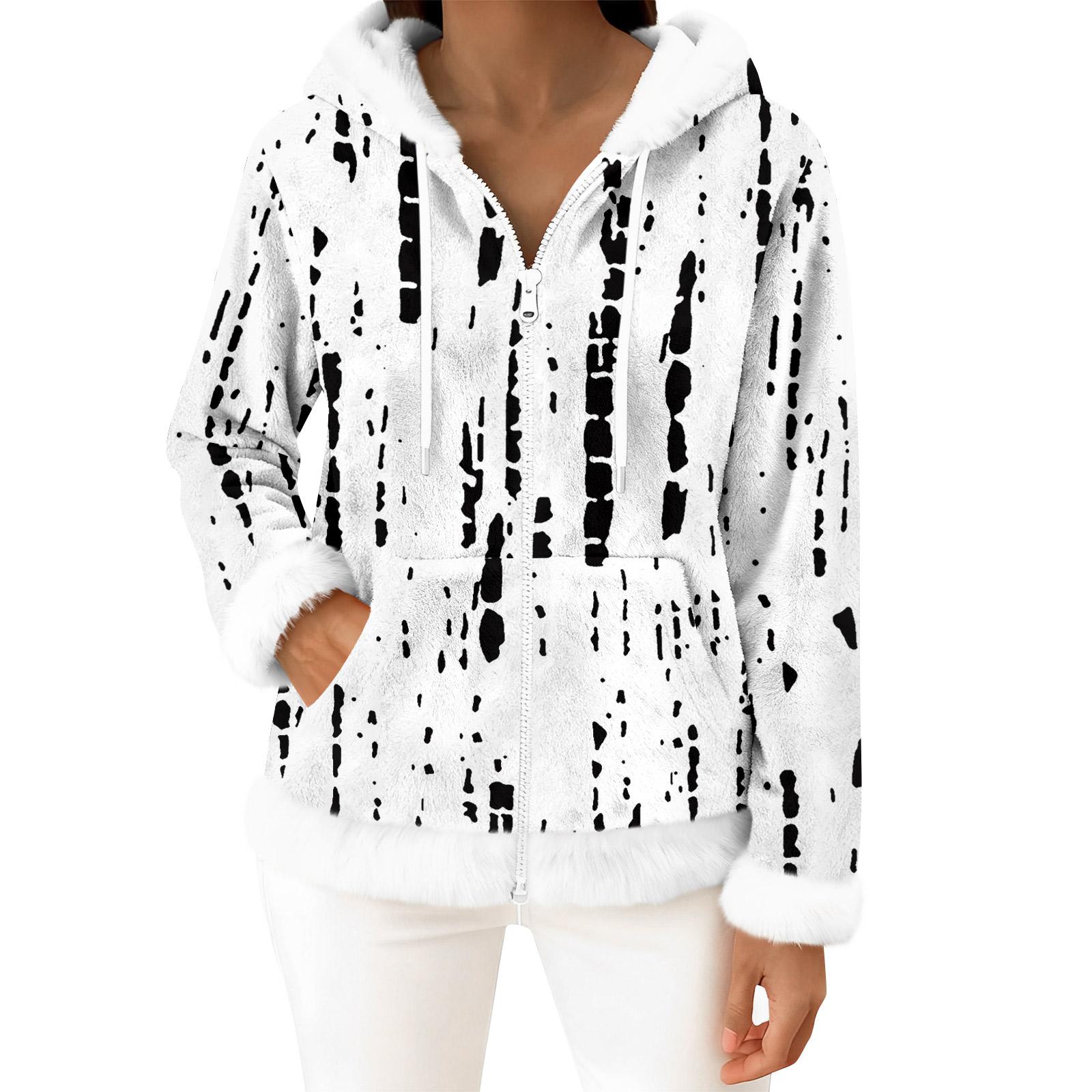 

Женский повседневный модный кардиган с капюшоном на молнии из флиса с длинными рукавами XL белый