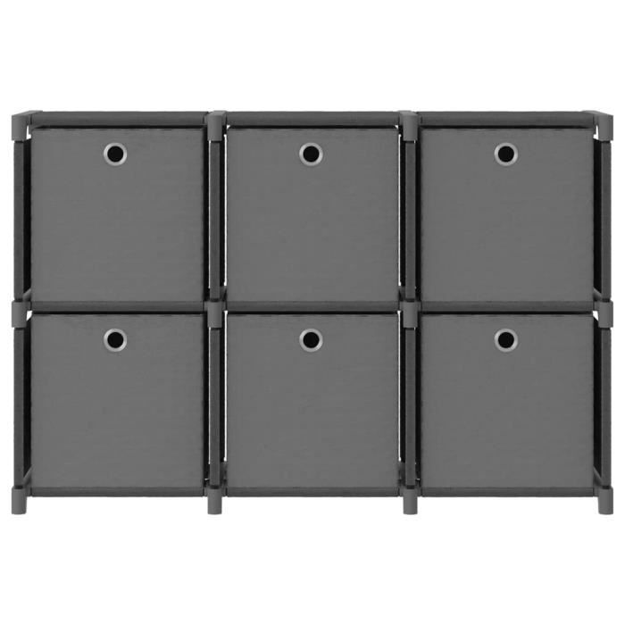 VidaXL Étagère d'affichage 6 cubes et boîtes Gris 103x30x72,5 cm Tissu