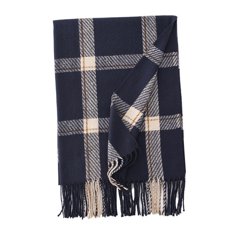 Scarf Women's Autumn and Winter Atmosphere Plaid Shawl New Versatile Fashion Scarf Double Sided Thickened Dual Use