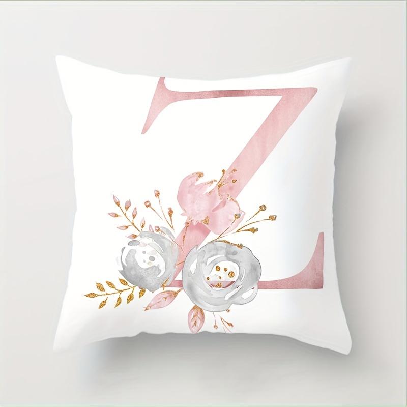 Abc Letter Floral Alphabet Decorative Pillow Cover Indoor Outdoor Party Farmhouse Home Decor Peach Skin Monogram Aesthetic Art