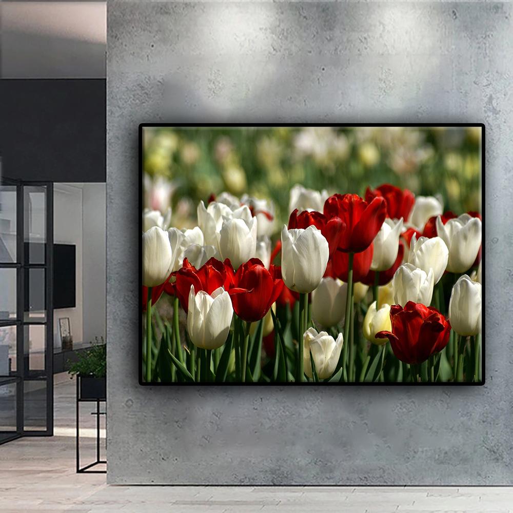 Peinture diamant 5D Fleurs de tulipes Peinture diamantée faite à la main Peinture mosaïque diamantée Décoration de la maison