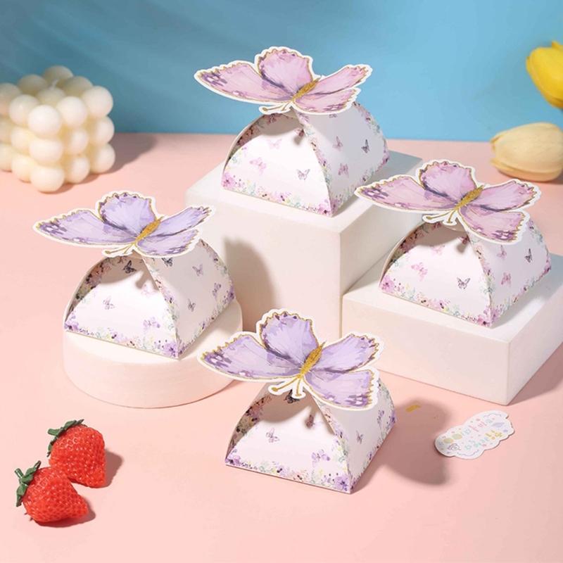 Set of 100 Butterfly Shape Favors Boxes Attractive Butterfly Embellished Dessert Boxes for Party Favors and Gifts