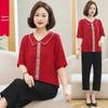 Elegant Summer Lapel T-shirt: Stylish Chinese Design for Middle-Aged & Elderly Women