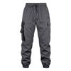 Men Drawstring Elastic Waist Jogger Cargo Pants, Multi Pockets Ribbon Decor Tapered Ankle Cuffs Casual Streetwear Utility Trousers Outdoor Daily Wear