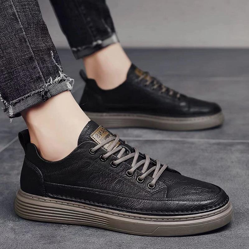 Spring men's shoes new men's sports and leisure British black leather shoes work versatile dress business trendy shoes