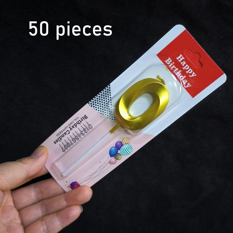 50pcs/lot Wholesale Gilding Number 0-9 Sweet Birthday Cake Candles Bulk Sales Cakes Decorating Supplies for Home Decor