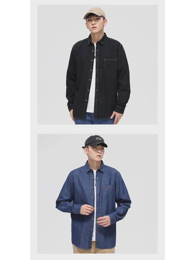 Camicia Casual Slim in Cotone Denim Giapponese da Uomo Dongyu per la Primavera