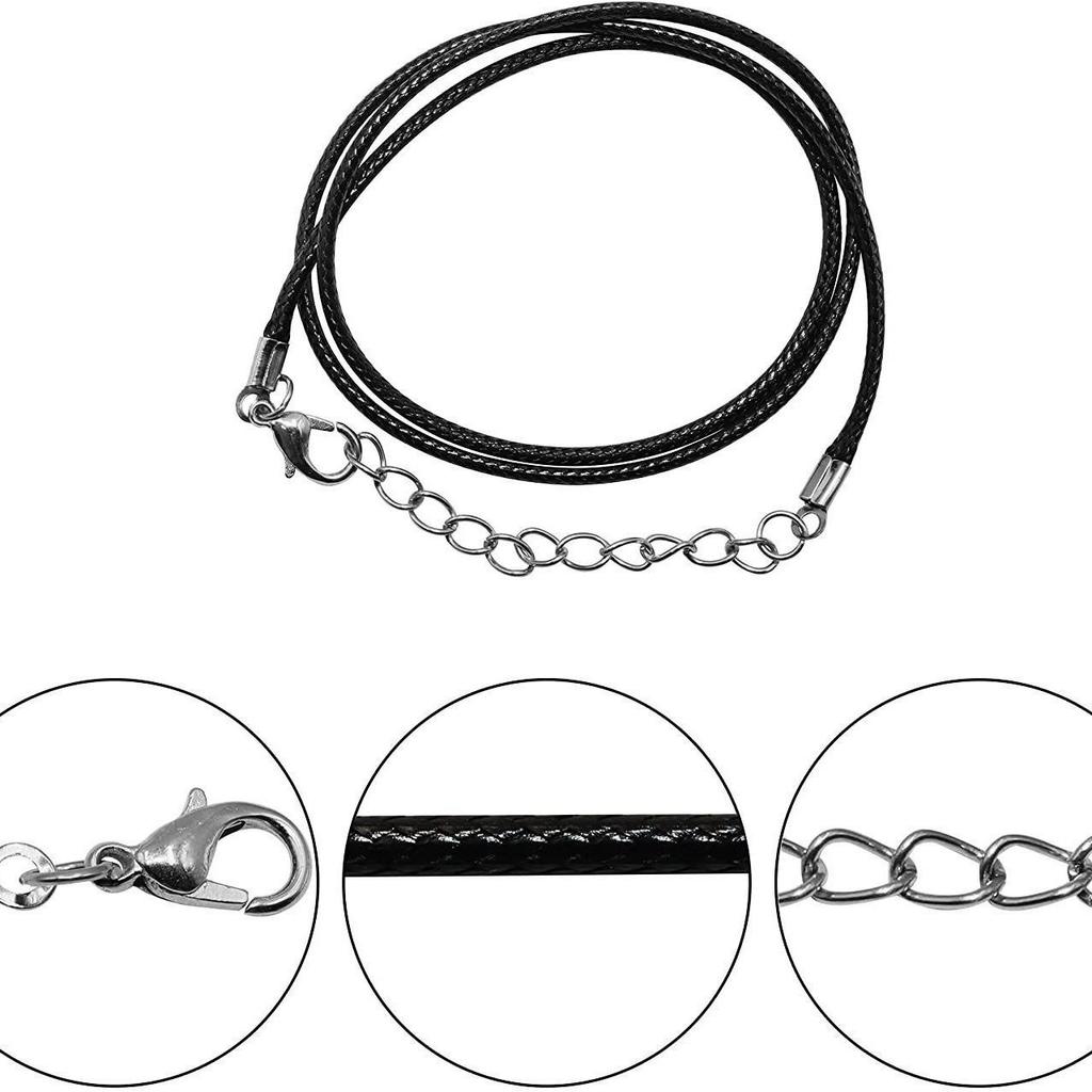 Black Leather Necklace Rope with Lobster Clasp - DIY Jewelry Accessory
