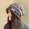 Windproof Striped Beanie Hat Large Head Circumference Winter Beanie Hat  Outdoor Activities