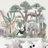 Animals Plants Wall Stickers,Cartoon Elephant Giraffe Plant Wallpaper Decor for Kids Bedroom Decor
