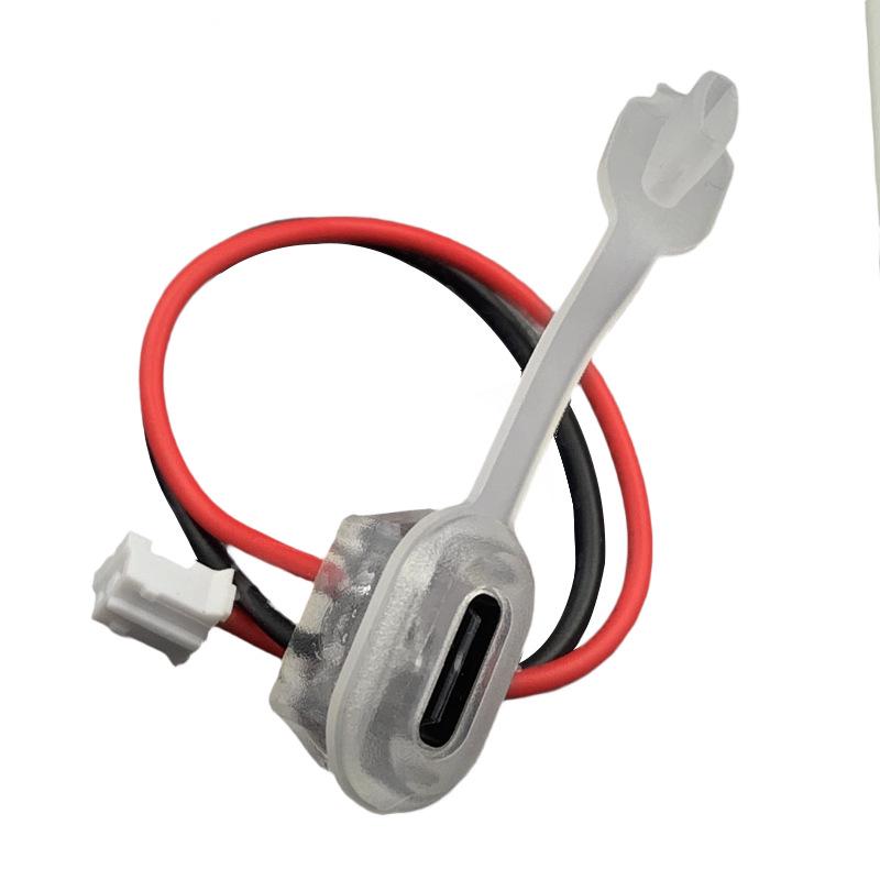 Type-C Female Socket with Cable, 3A Current, DIY Repair Desk Lamp Toy Charging Port, Waterproof USB Socket.