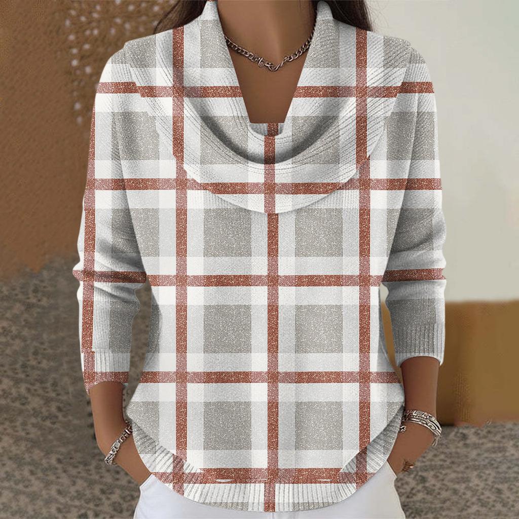 Dámský ležérní a módní svetr s dlouhým rukávem a potiskem, kulatým výstřihem