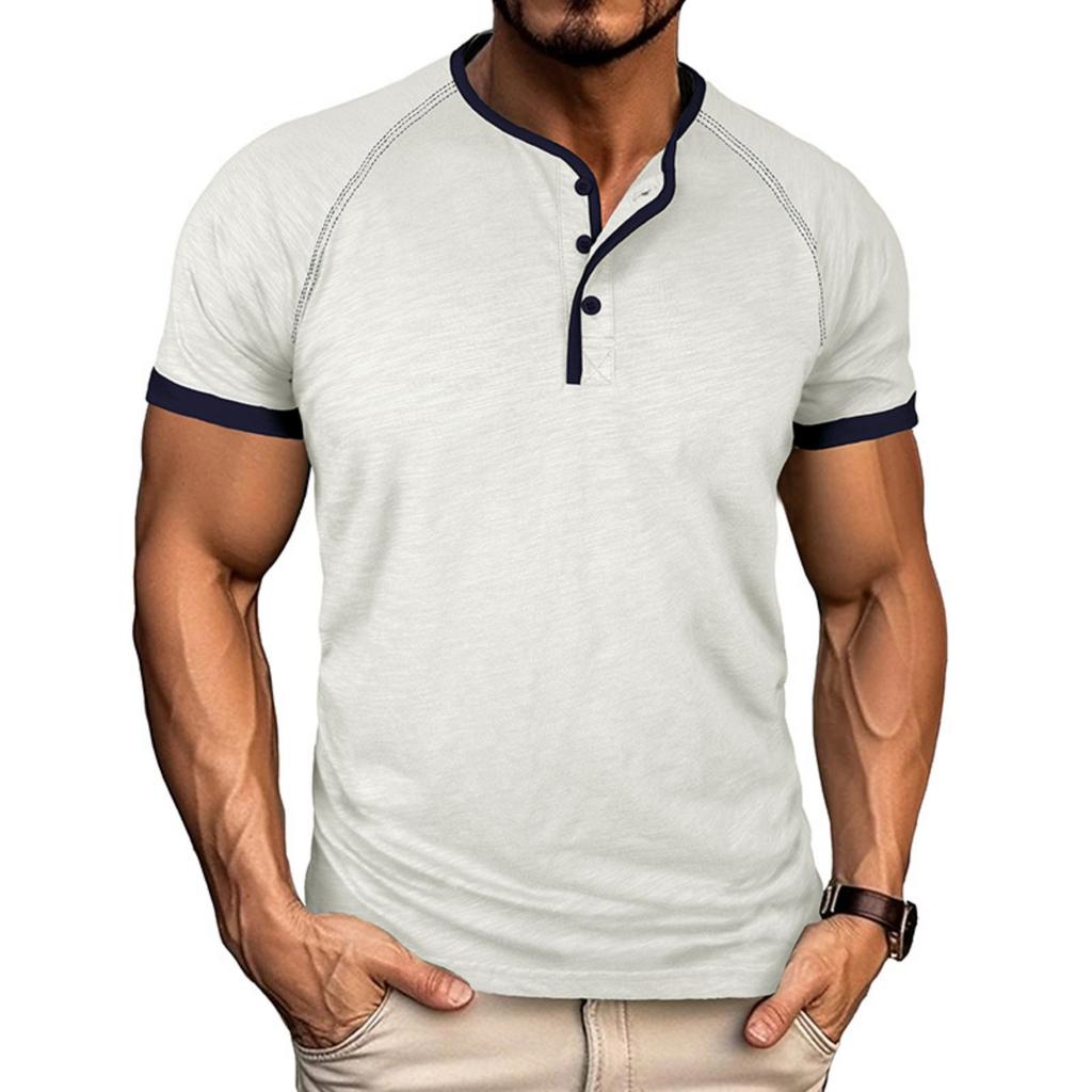 Men’s Slim Fit Lightweight Breathable Raglan Sleeve Henley Neck Short Sleeve Athletic Casual Shirt Top