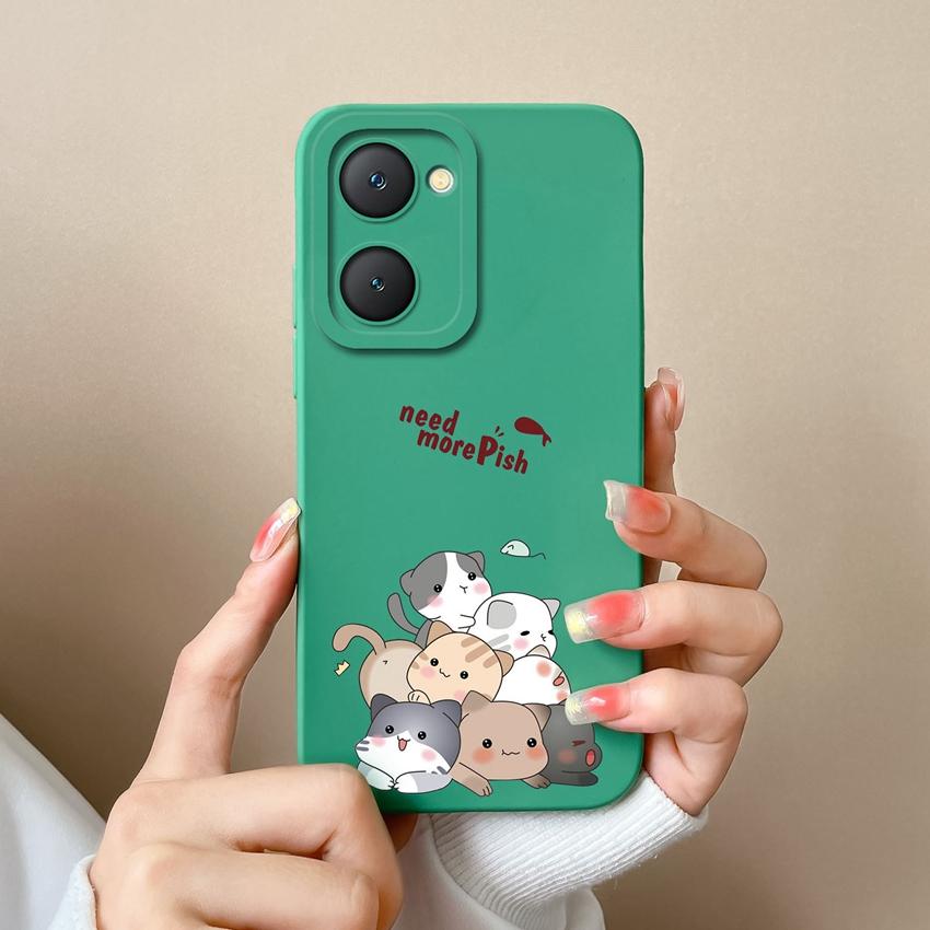 For Vivo Y03t iQOO Z9 Lite U5x Y18i Y18t Y02t Y400 Pro Cute Owl Cellphone Cover Camera Protection Liquid Silicone Anti Slip Shell For Vivo Bumper Case