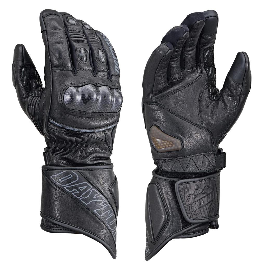 Daytona Motorcycle Genuine Leather Carbon Smartphone AW Sports Long L 22404 Gloves, Autumn/Winter, (Goat Leather), Waterproof, Windproof, Protector,