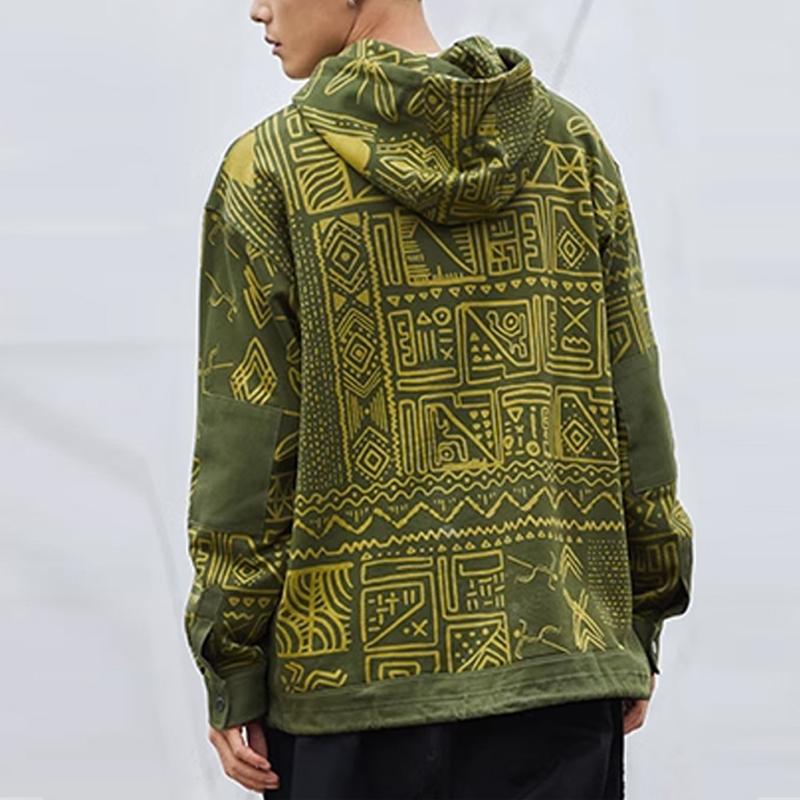 Li Ning Color Block Printed Loose Fit Hoodie Unisex Hoodies Moss-Green AWDRA73-2