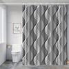 Abstrakte Wellenlinien Duschvorhang Grau und Weiß Geometrisches Design Wasserdicht Bad Dekor Elegante Zeitgenössische Badezimmer Vorhänge