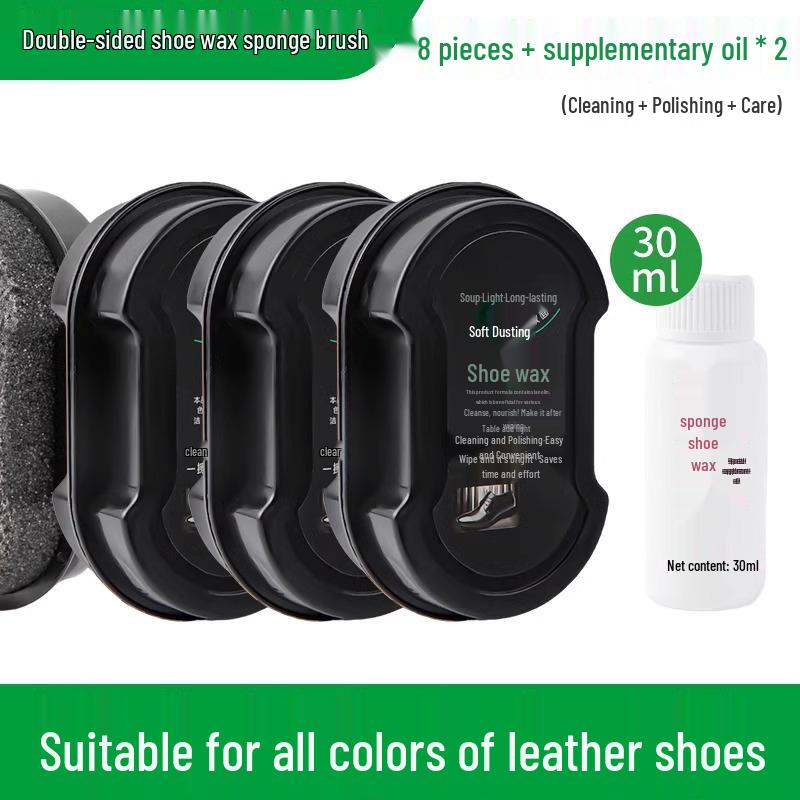Universal Leather Care Kit: Colorless & Brown Shoe Polish, Brush, Sponge, Advanced Black Wax for Genuine Leather Shoes.