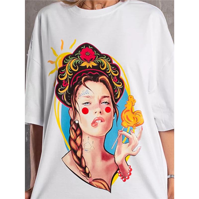 Women's Heavyweight Pure Cotton Crew Neck Short Sleeve T-shirt - Trendy High Street Japanese Fashion for Summer