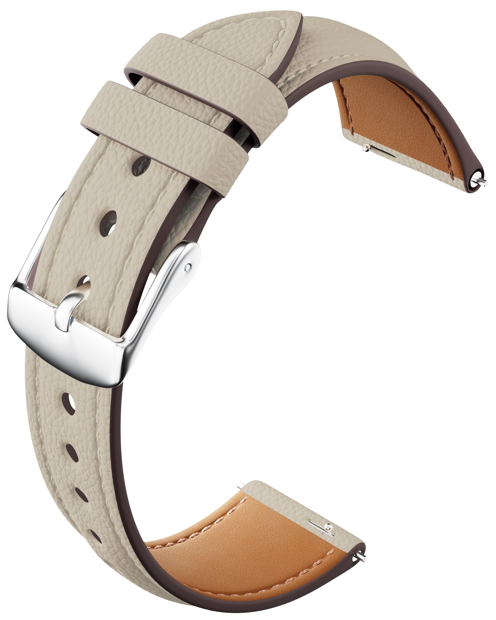 

monomam 18mm Genuine Leather Replacement Smartwatch Band for Women (18mm Width) (Clay)