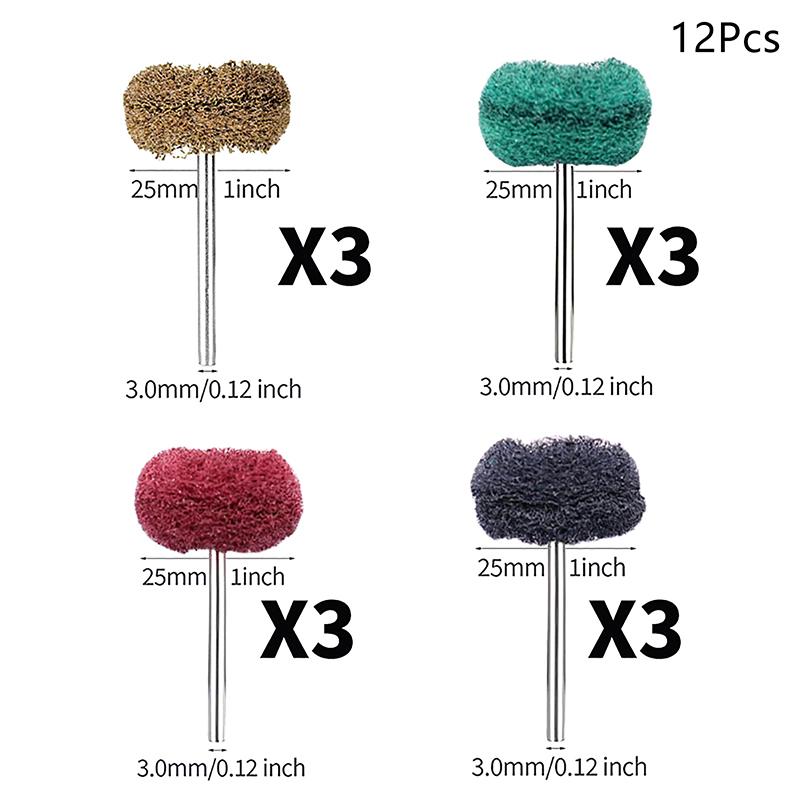10/12Pcs Mini Drill Abrasive Brush Nylon Buffing Polishing Wheel Rotary Hand Tool Accessories Set Rust Remover