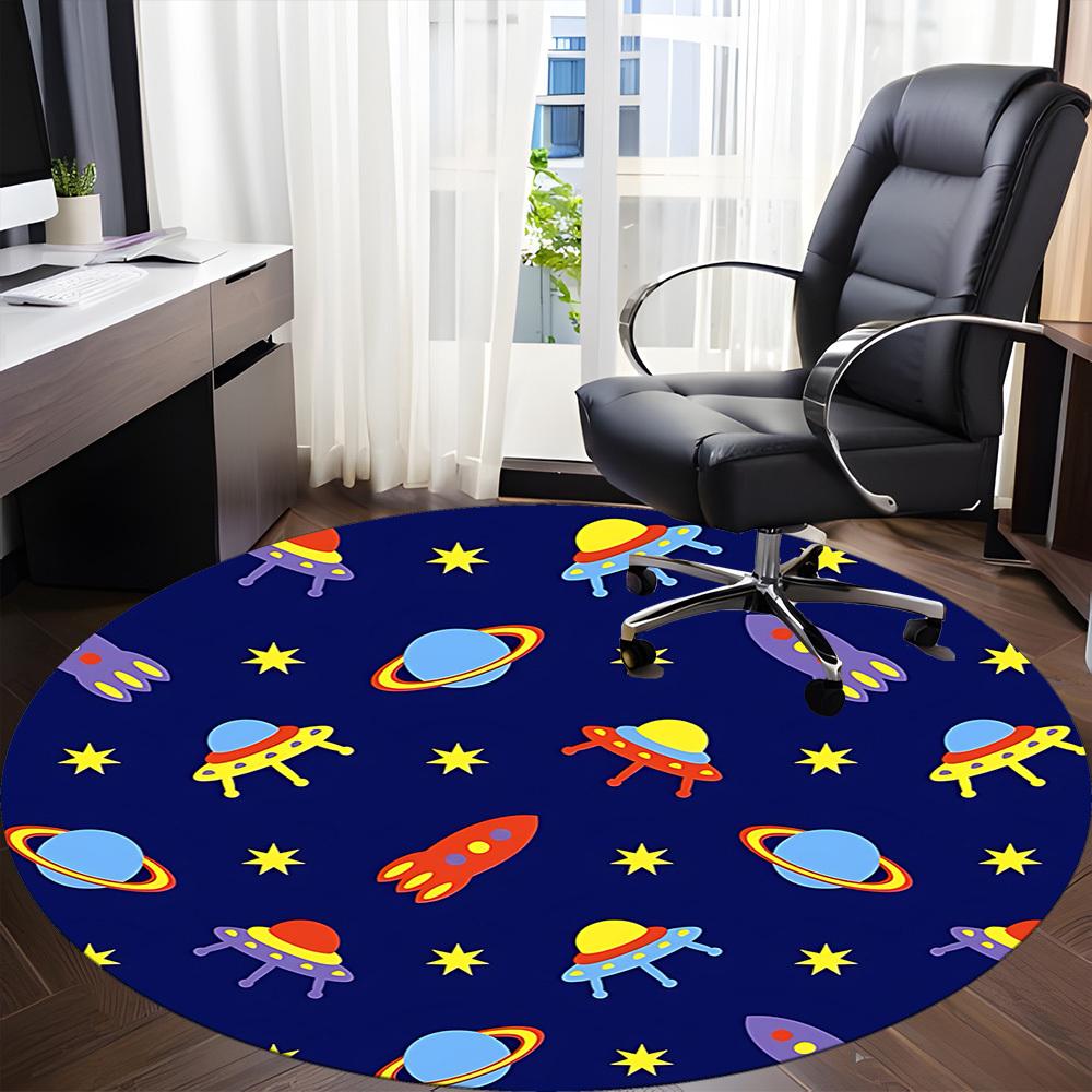 1pc Space Adventure Office Round Area Rug, Under Office Chairs Bedroom Living Room Home Decor, Room Deco, Available in Various Sizes