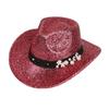 Glitzerndes Cowboyhut Unisex Westernstil Breiter Rand Fedora Hut für Party Festival Cosplay