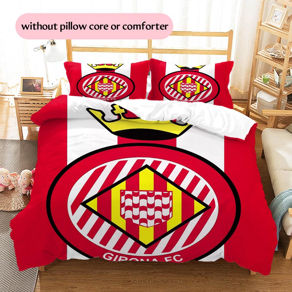 Girona FC Football Club  Pattern Bedding Quilt Set  Home Decoration  Gift (1 * duvet cover + 2 * pillowcase  without core)