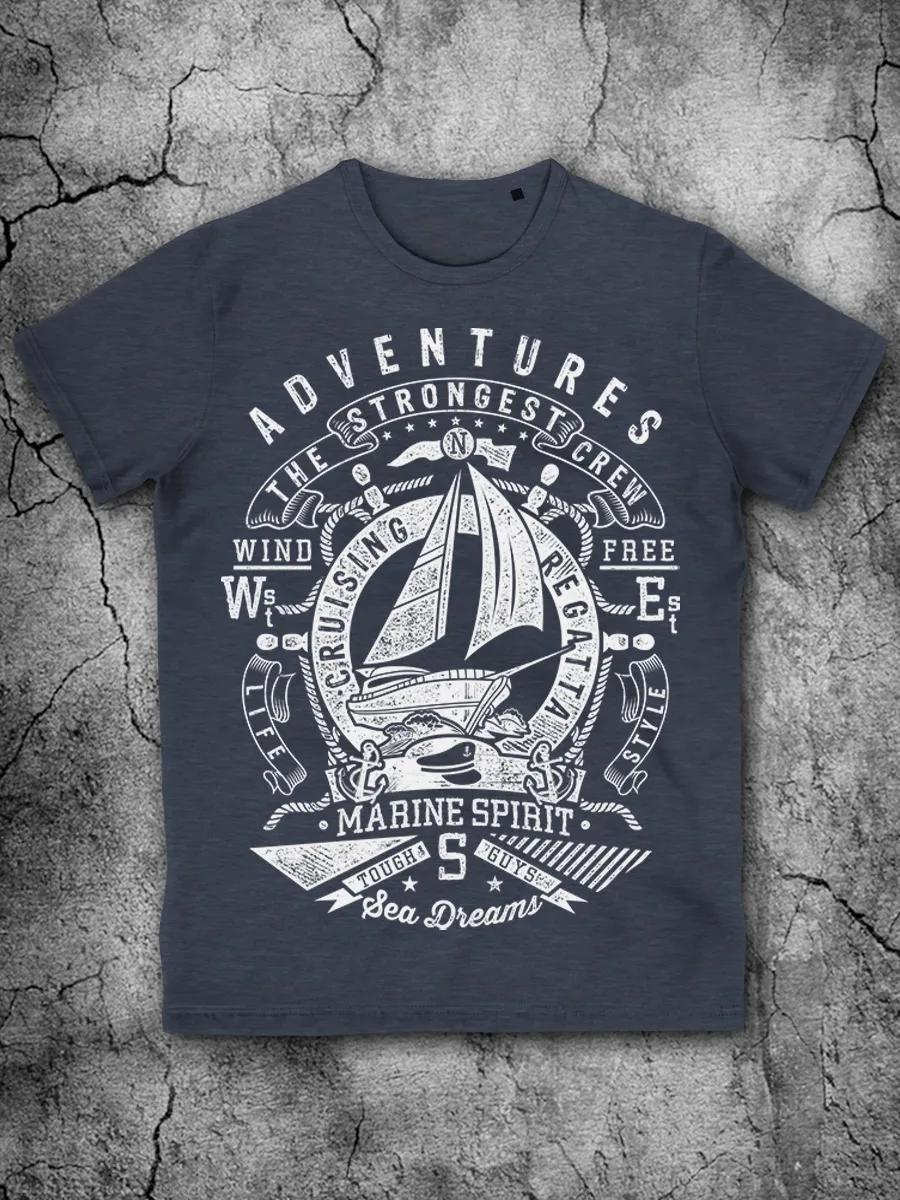 Yacht Print Boat T-shirt 4XL