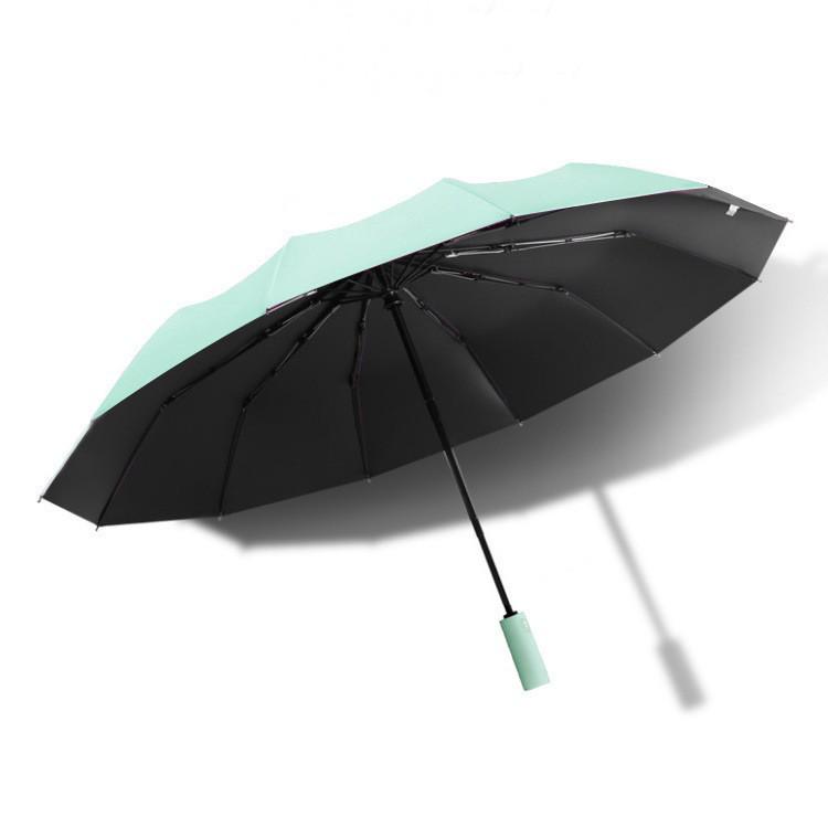Fully Automatic 10-Rib UV Protection Folding Umbrella - Black Glue Sunscreen for Rain or Shine