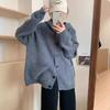 Hooded autumn and winter new single-breasted knitted cardigan fashionable versatile loose casual warm sweater jacket women