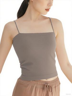 BreLira Bra Tank Top with Solid Tube Antibacterial and Odor Suitable for Dance All Seasons Women's Top, Cups, Camisole, Color, One-Shoulder Collar,