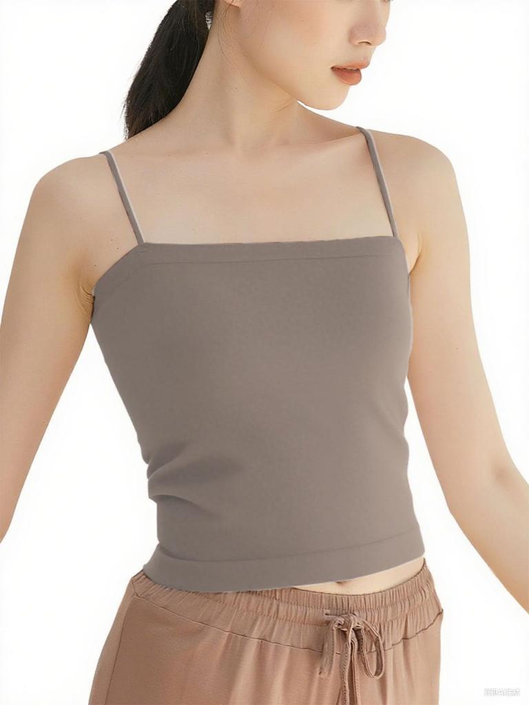 BreLira Bra Tank Top with Solid Tube Antibacterial and Odor Suitable for Dance All Seasons Women's Top, Cups, Camisole, Color, One-Shoulder Collar,