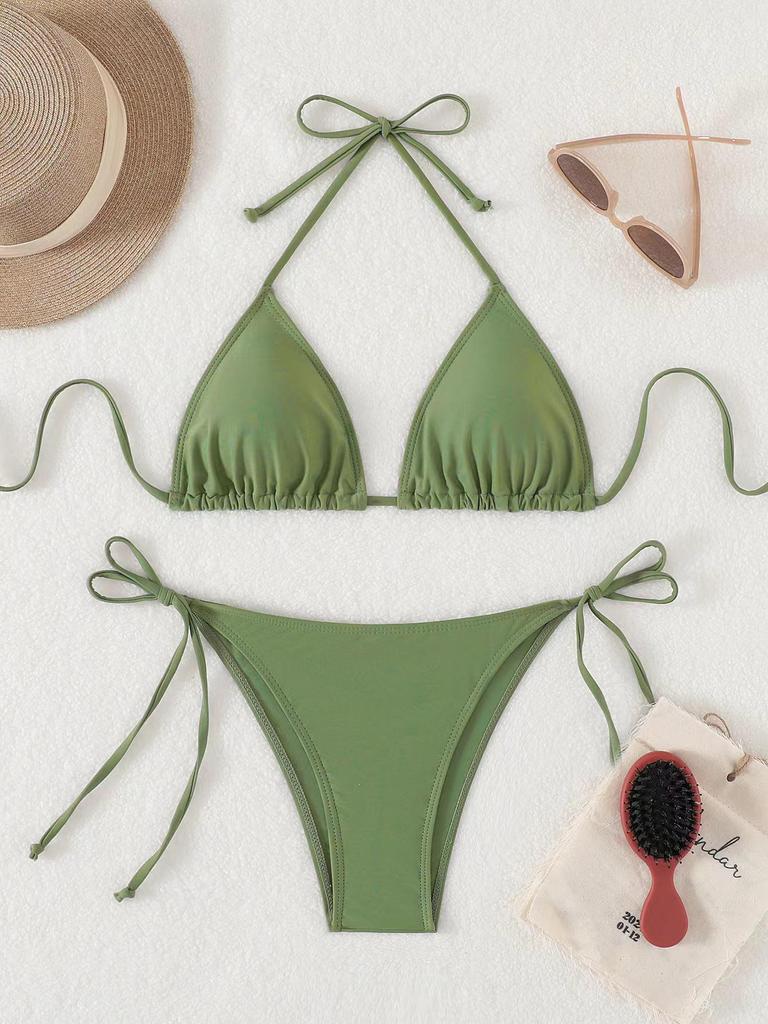 Europejsko-amerykański strój kąpielowy bikini z rozcięciem i odkrytymi plecami dla seksownej gorącej dziewczyny