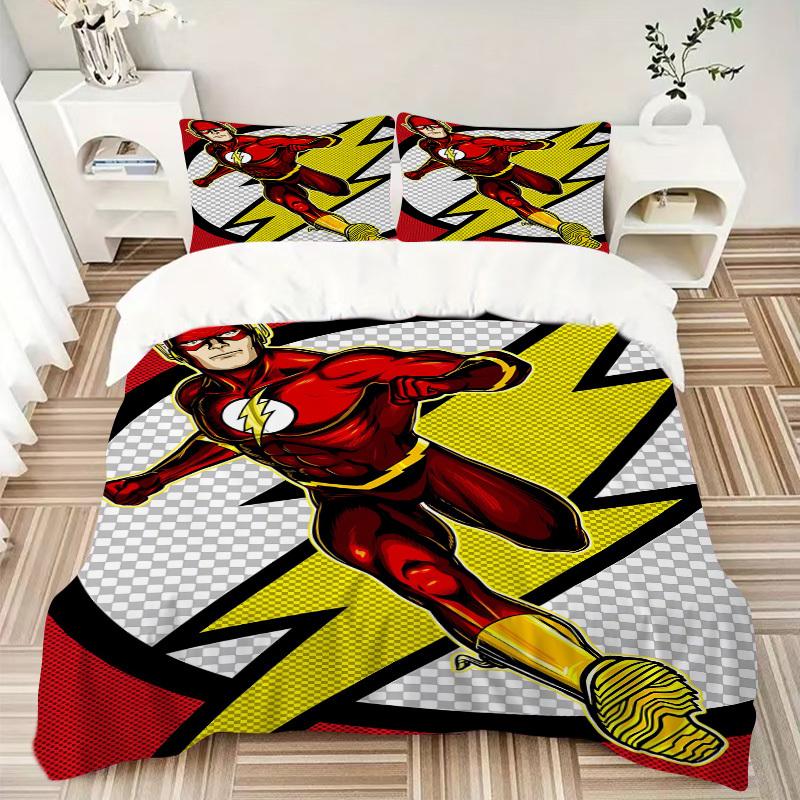3pcs Flash superhero Duvet Cover Set, 1 Duvet Cover + 2 Pillowcases (No Insert), High-Definition Print for All Seasons,Durable yy251103065