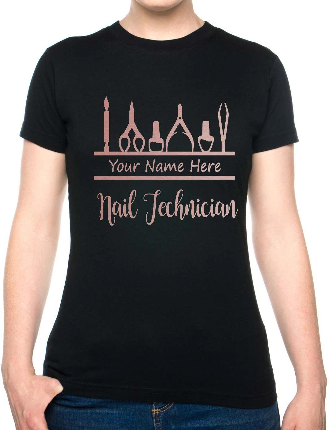Персонализированная женская футболка Мастер маникюра Ваше имя Рабочая футболка Для красоты ногтей XL