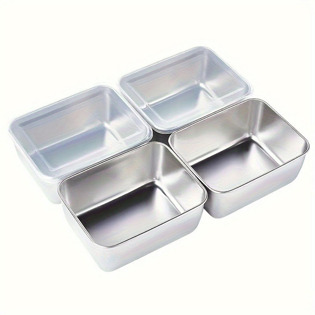 Food Storage Container with Lid 304 Stainless Steel Square Lunch Container for Fridge Outdoor