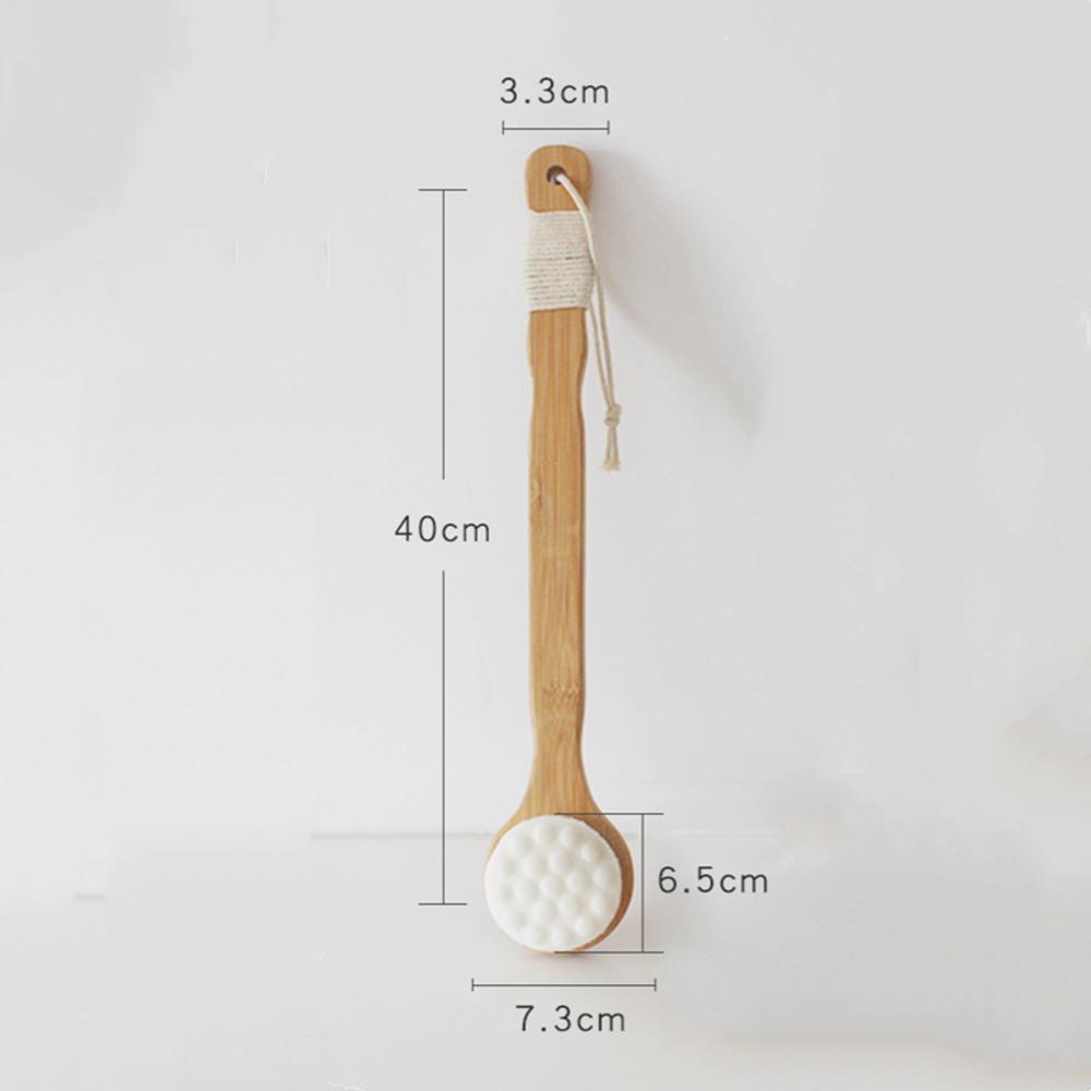 Bamboo Bathroom Body Brushes Long Handle Natural Wool Soft Face Cleaning Brushes Exfoliating Massager Dry Brushing Shower Tool