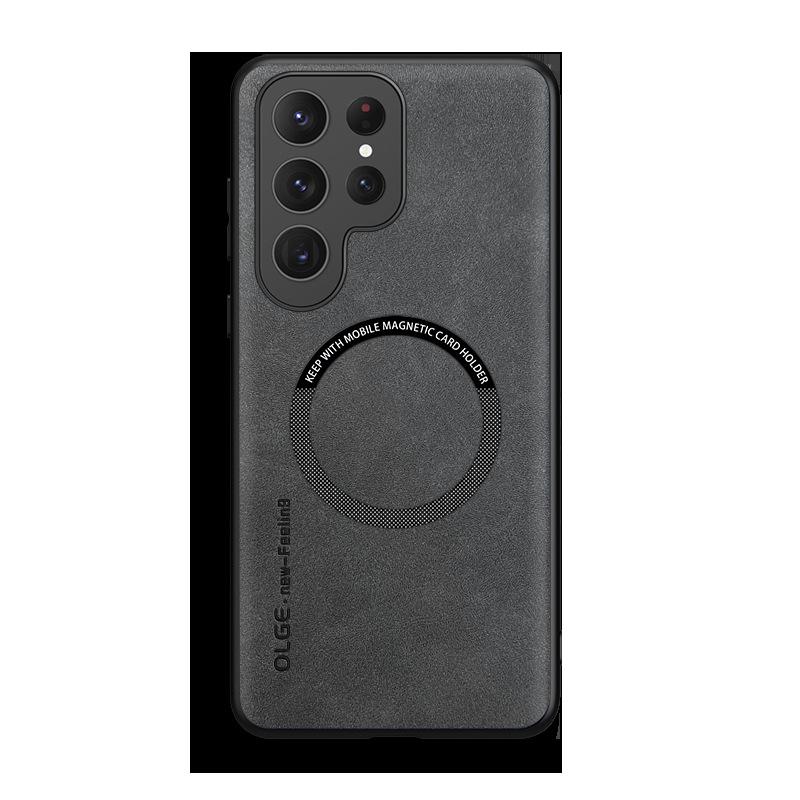 Applicable to Samsung S26Ultra mobile phone case A57 skin-friendly leather pattern A37 magnetic sheepskin S25FE protective case