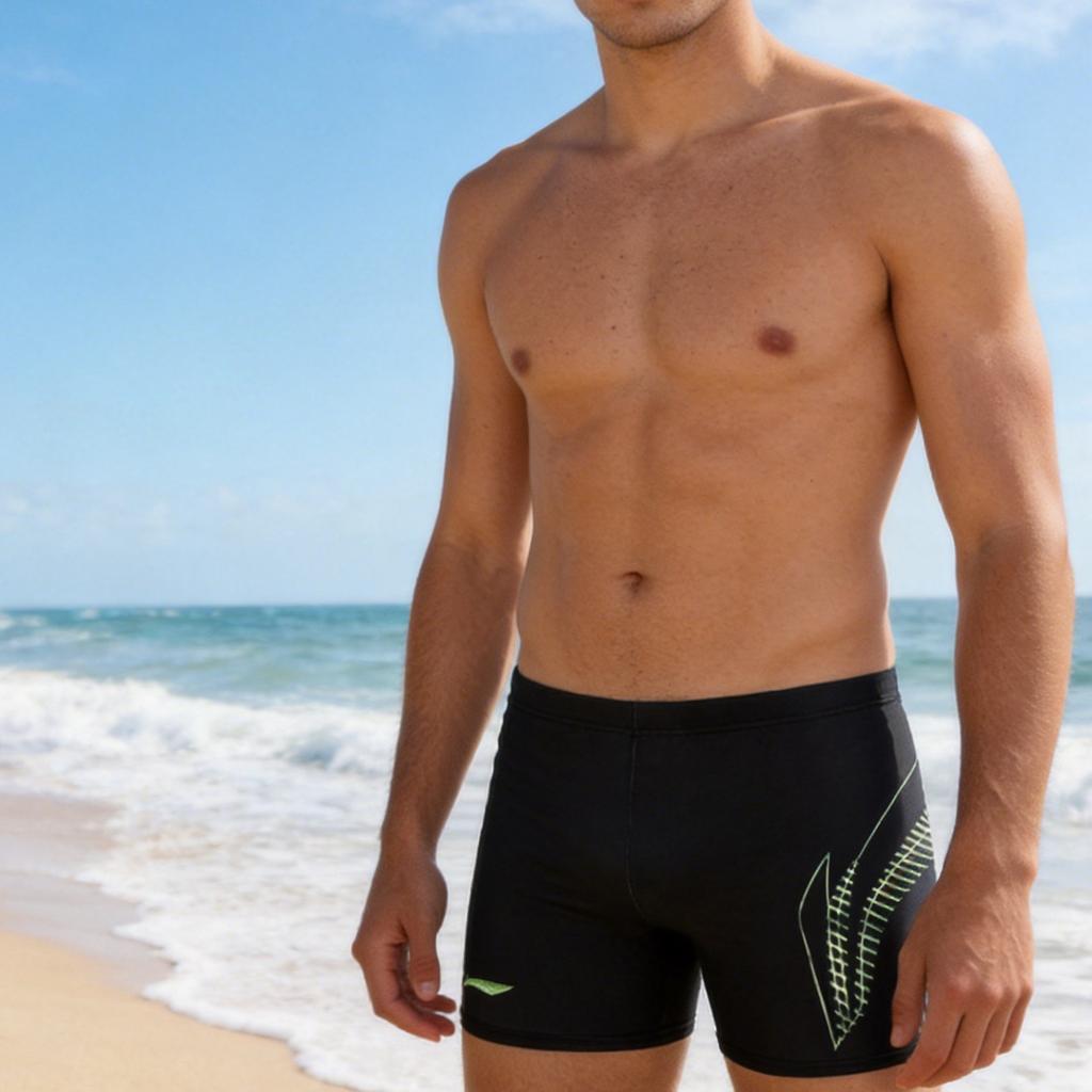 Li Ning Professional Mens Square Cut Quick Dry Sports Swim Trunks Men swimwear GKMB-LSKX074