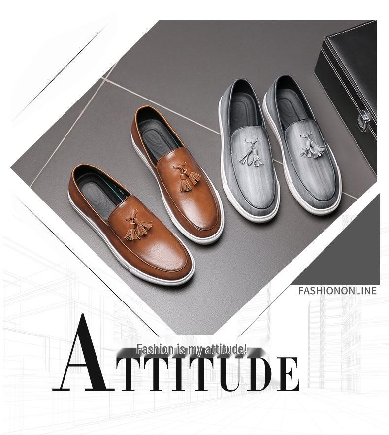 Men's Fashion Slip-On Plus Size Tassel Leather Shoes - European & American Style Casual Business Footwear