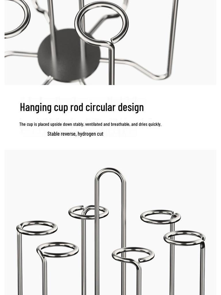 Stainless Steel Rotating Cup Holder & Draining Rack for Countertop