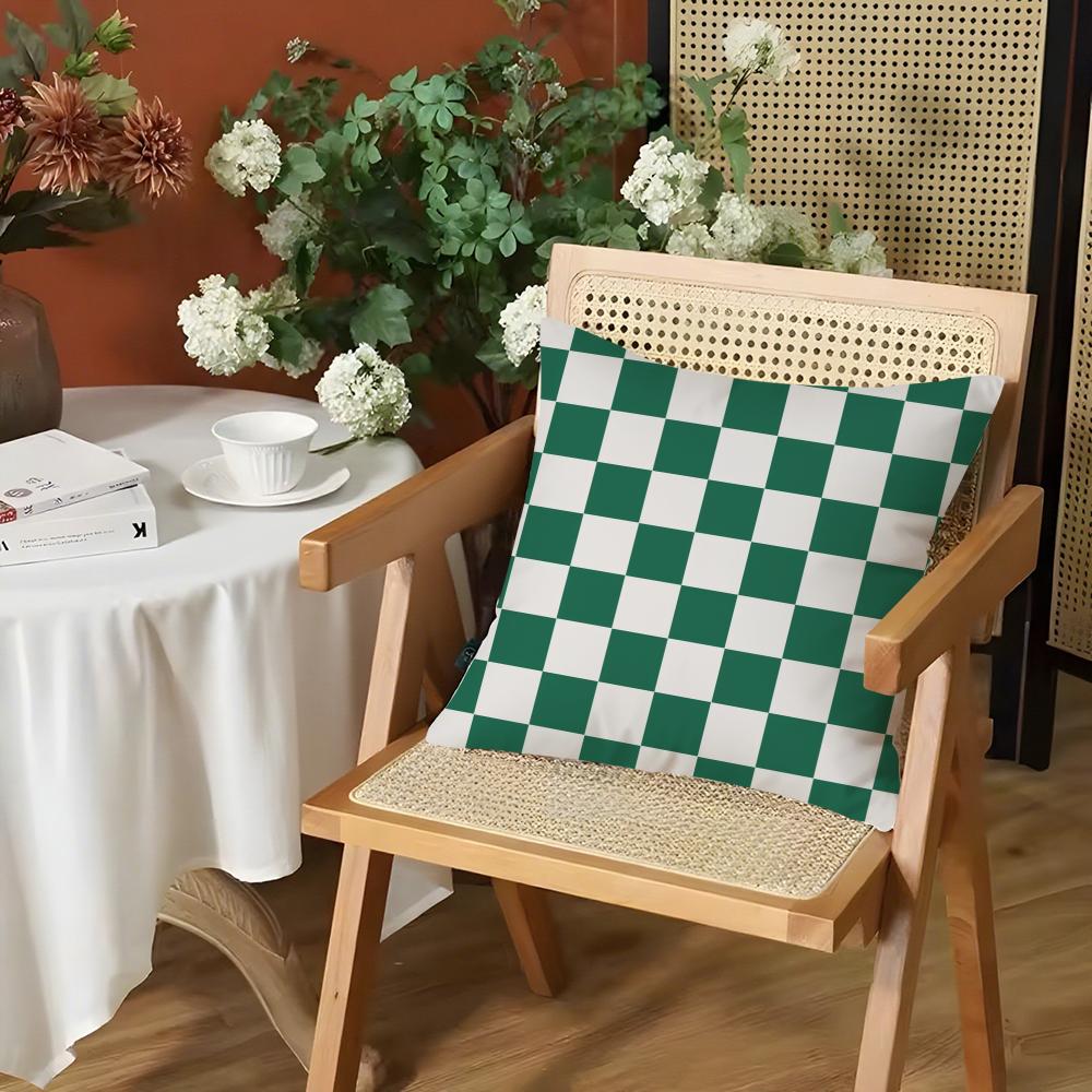 Fashion Checkerboard Plaid Cushion Cover Silky Short Plush Invisible Zipper Dustproof Sofa Pillow Case for Home Decor