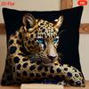1pc Pillowcase, Golden Leopard Print Pillowcase - Soft and Smooth-touch Polyester Short